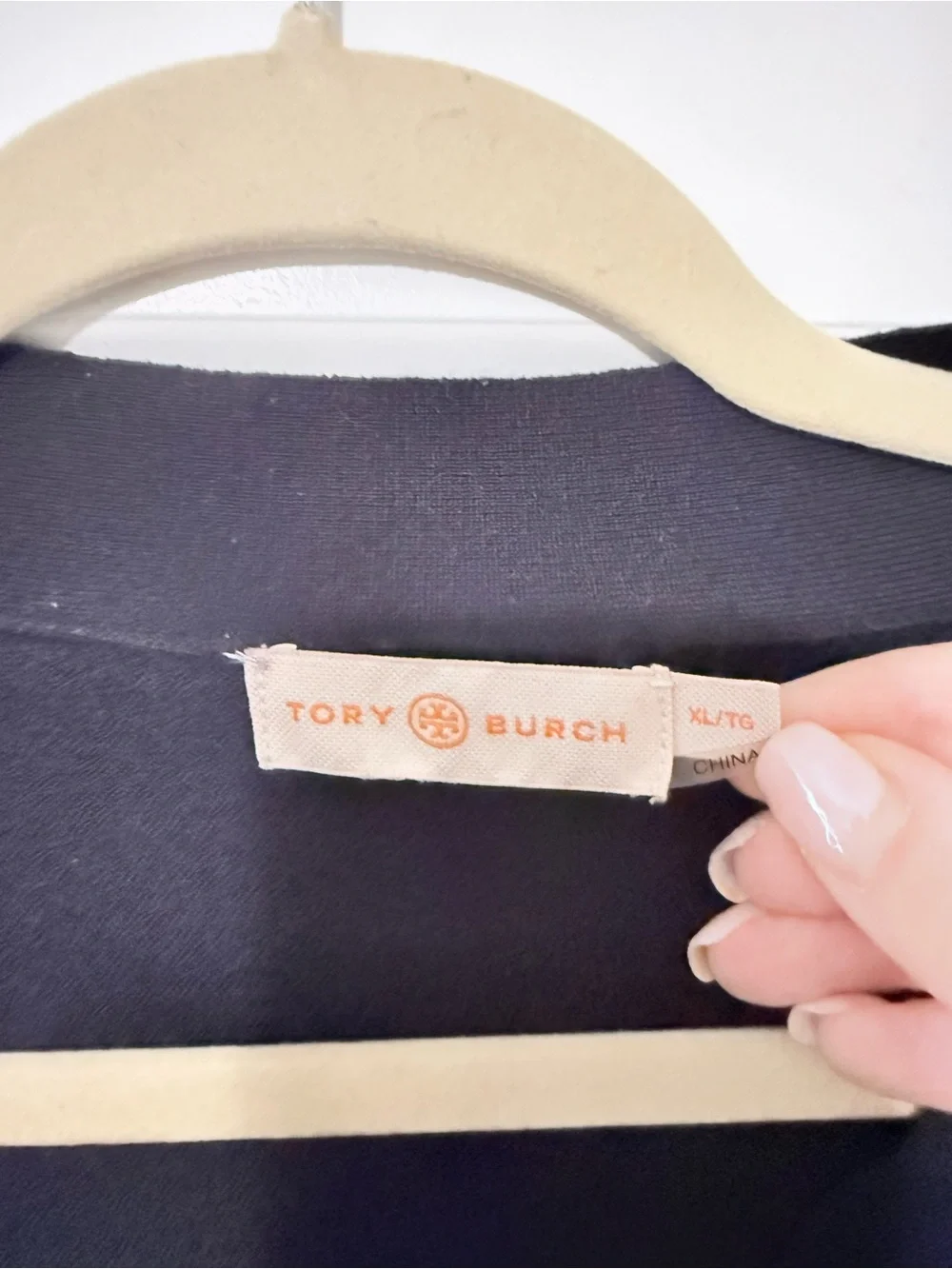 Tory Burch Simone Wool Cardigan Navy Logo Button Size XL
